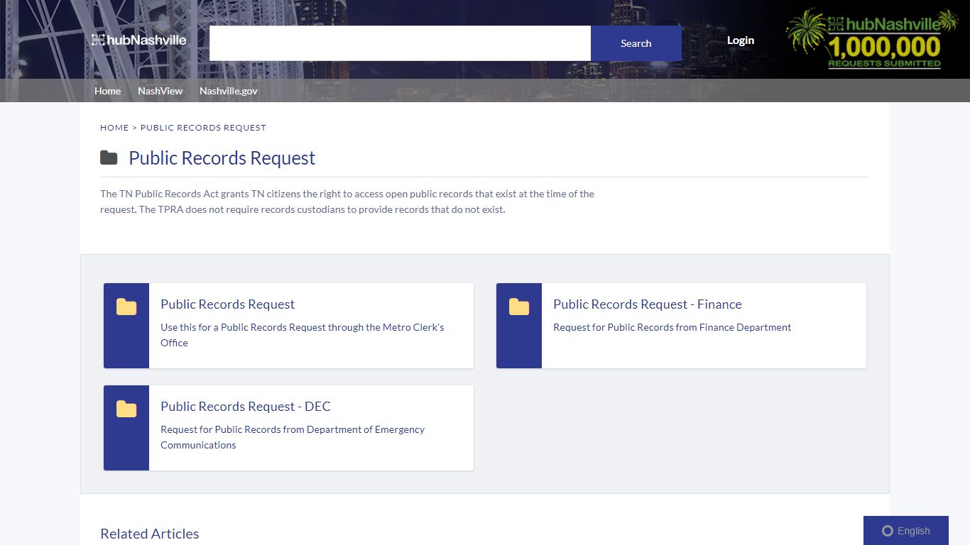 Request Type: Public Records Request - Nashville