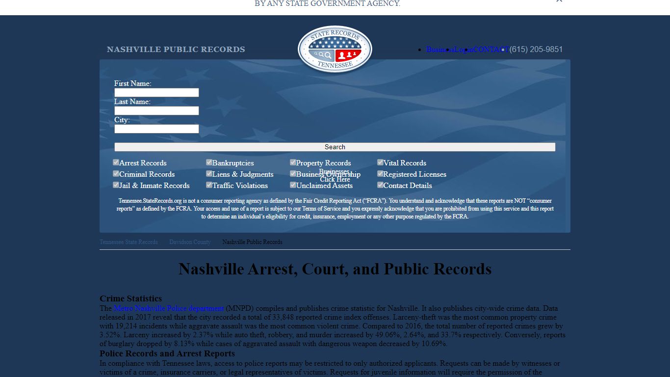 Nashville Arrest and Public Records | Tennessee.StateRecords.org